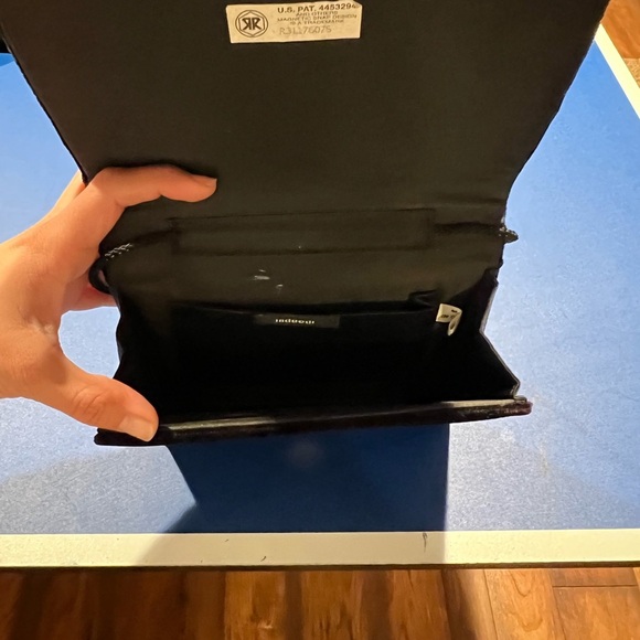 Indeed Beaded Small Clutch Strap Purse Black  Maroon Velour - Picture 6 of 8